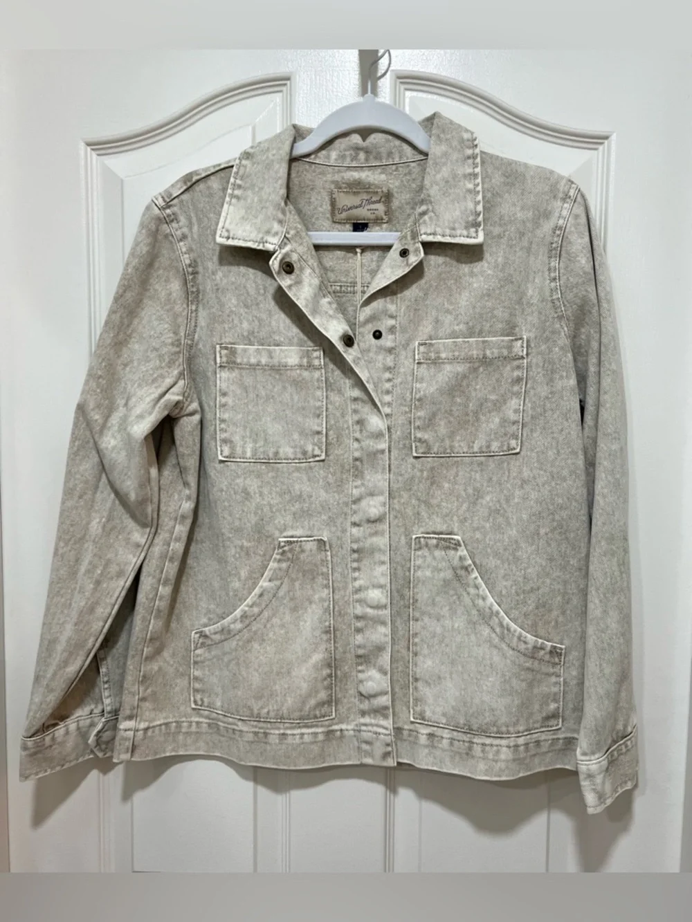 Sandwashed Beige Button-Down Shacket Jacket NWT
